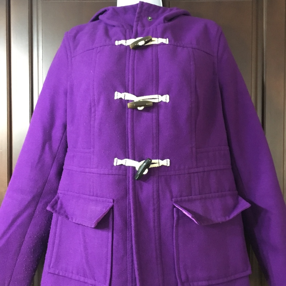 Lightweight Purple Hooded Toggle Coat-Size M